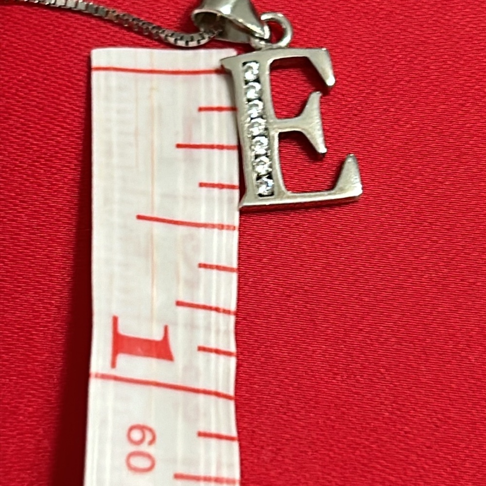 Alphabet #E Pendant, Solid 925 Sterling Silver Pe… - image 2